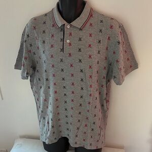 Psycho Bunny Gray Polo with Red and Black Details